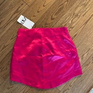 Zara pink silk short skirt